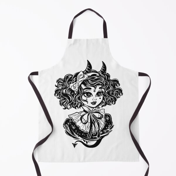Item preview, Gothic Victorian demonic girl head portrait with imp horns and curly hair and strange eyes designed and sold by ExocetMerch.