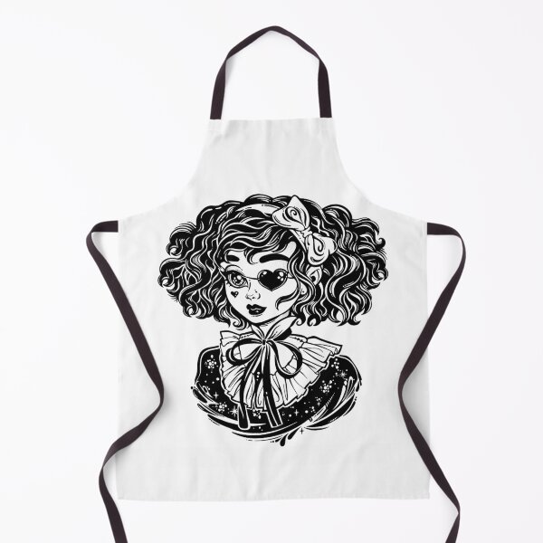 Item preview, Gothic Victorian kawaii girl head portrait with heart shaped eye patch and curly hair designed and sold by ExocetMerch.