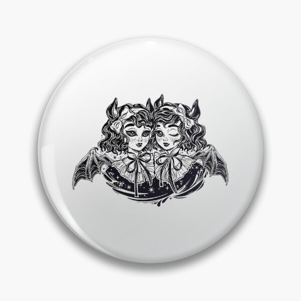 Item preview, Gothic Victorian twin witch demon vampire girls heads portrait designed and sold by ExocetMerch.
