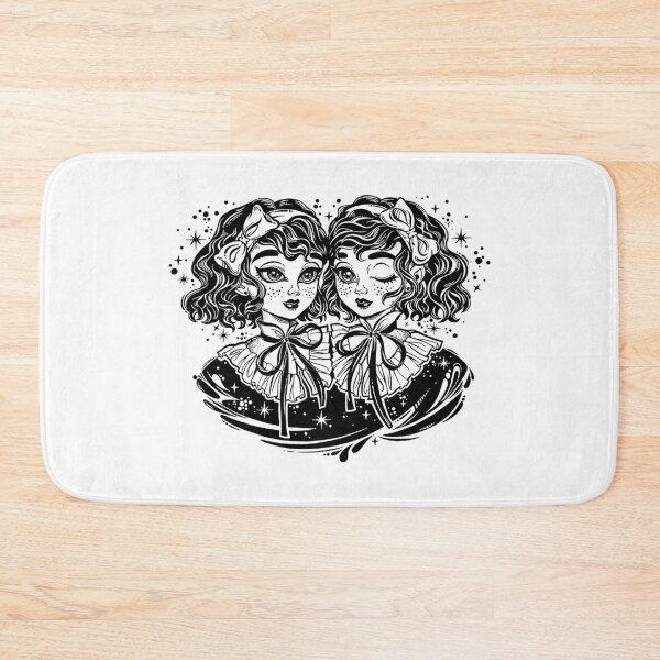 Item preview, Gothic Victorian twin witch girls heads portrait with curly hair designed and sold by ExocetMerch.