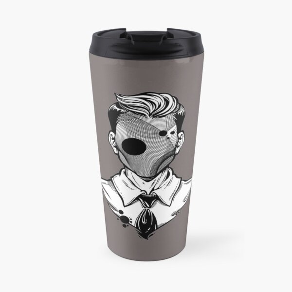 Hand drawn portrait of a weird man with anonymous face Travel Mug