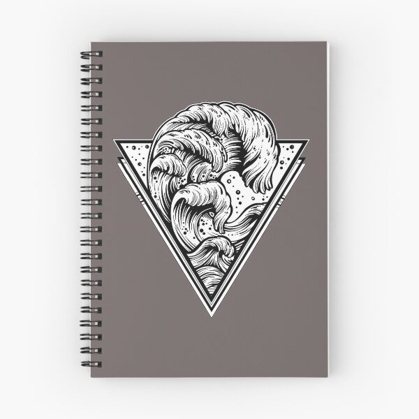 Item preview, Hand drawn water waves in the night stormy sea triangle art drawing designed and sold by ExocetMerch.
