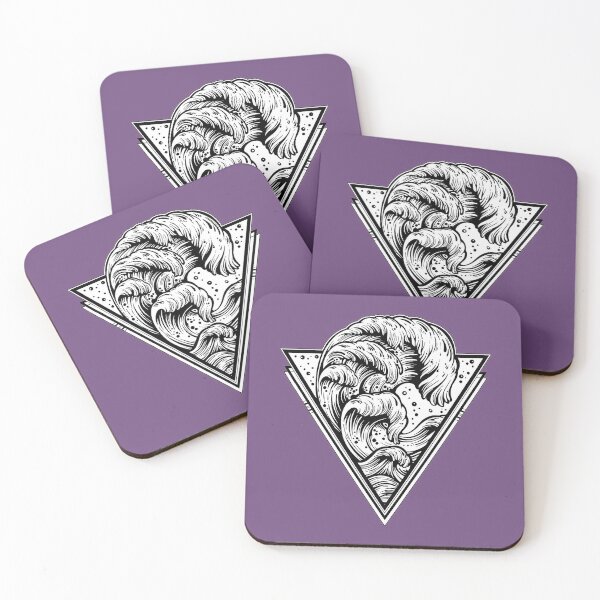 Item preview, Hand drawn water waves in the night stormy sea triangle art drawing designed and sold by ExocetMerch.