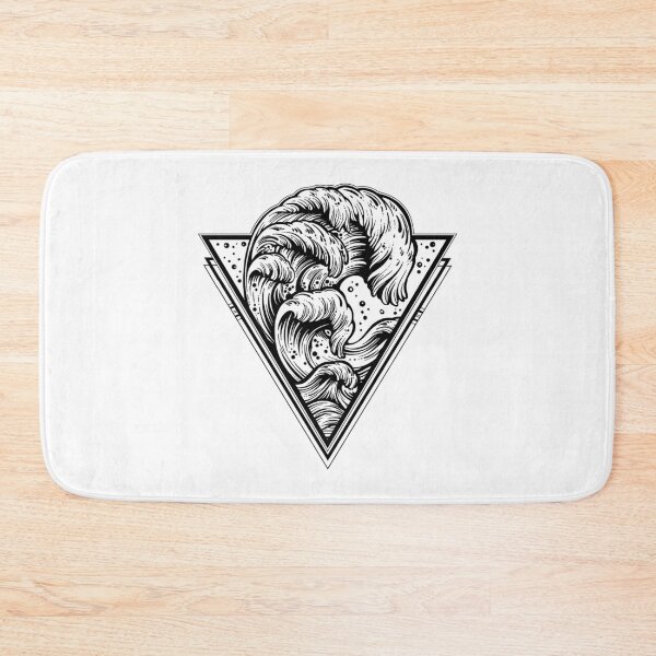 Item preview, Hand drawn water waves in the night stormy sea triangle art drawing designed and sold by ExocetMerch.