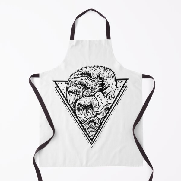 Item preview, Hand drawn water waves in the night stormy sea triangle art drawing designed and sold by ExocetMerch.