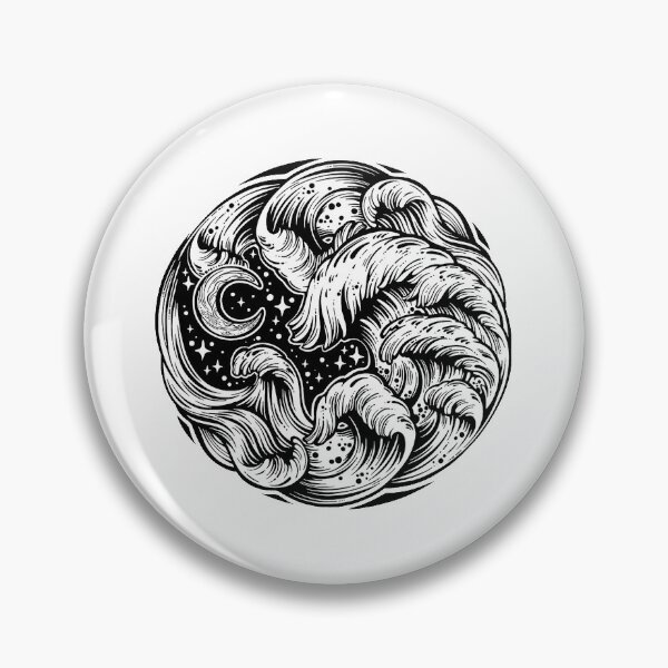 Item preview, Hand drawn water waves in the sea line art drawing designed and sold by ExocetMerch.