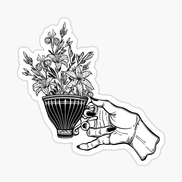 Hand Holding A Magic Tea Or Coffee Cup With Lily Flowers Sticker For Sale By Exocetmerch