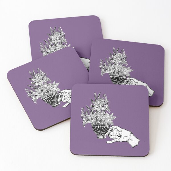 Item preview, Hand holding a tea or coffee cup with lily flowers designed and sold by ExocetMerch.