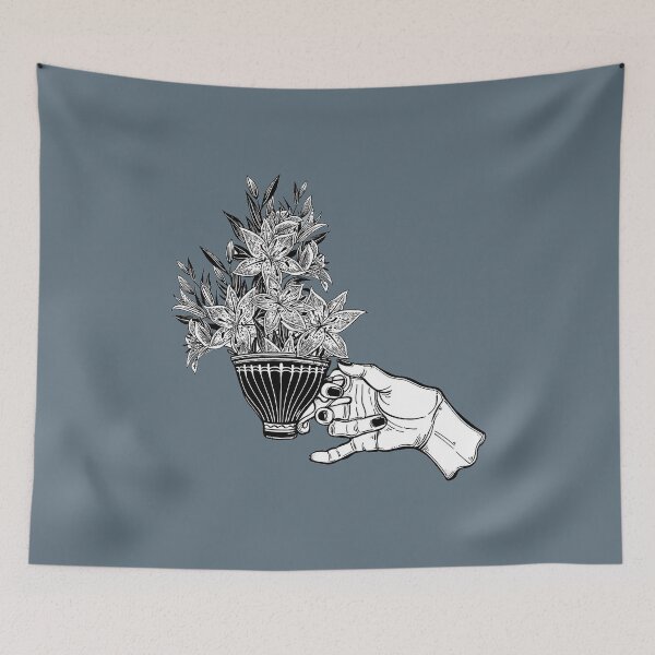 Item preview, Hand holding a tea or coffee cup with lily flowers designed and sold by ExocetMerch.