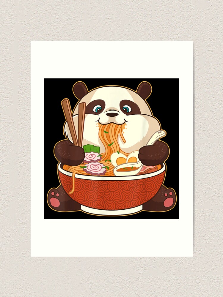 Kawaii Cute Anime Panda Otaku Japanese Ramen Noodles Gift | Art Print