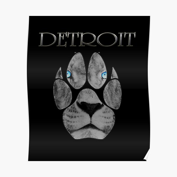 Detroit Lions Sports Poster, Detroit LIONS Artwork, Lions in front of –  McQDesign