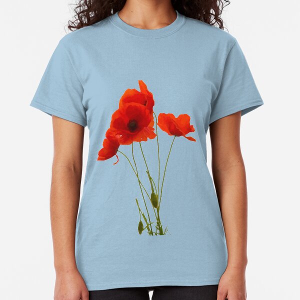 Delicate Red Poppies Floral Artistic Tribute Classic T-Shirt