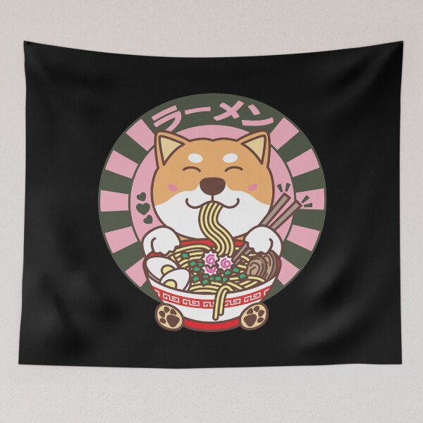 Item preview, Shiba Inu Kawaii Eating Ramen Noodles designed and sold by Art by s2ray.