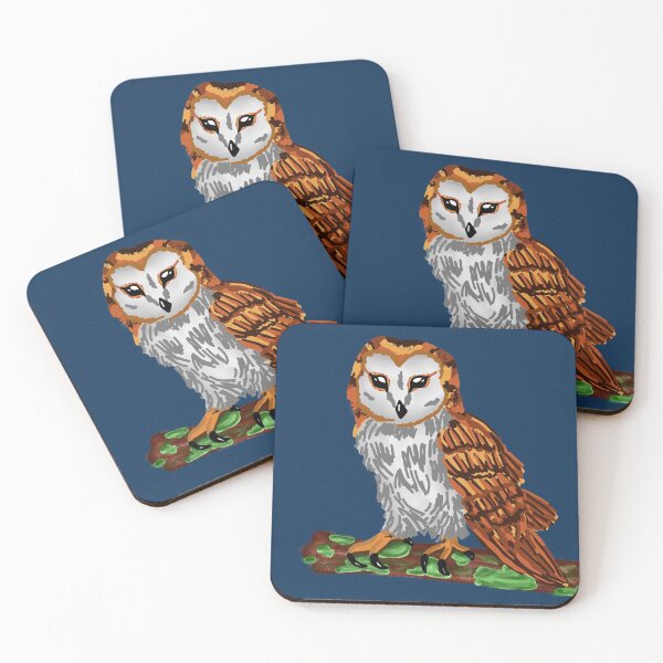 Item preview, Barn owl sitting on mossy branch designed and sold by KatyChristoff.
