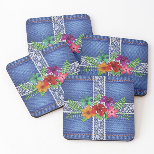 Item preview, Floral Bouquet Lace and Blue Denim designed and sold by SloganExpress.