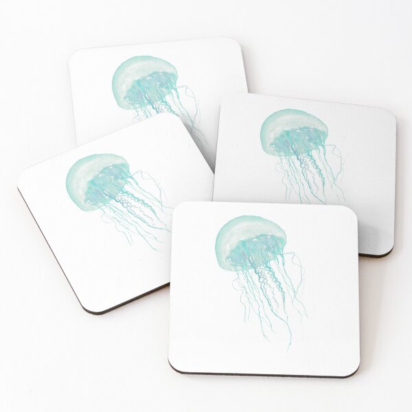 Item preview, Teal Watercolor Jellyfish. Underwater sea life painting. designed and sold by PandaAvenue.