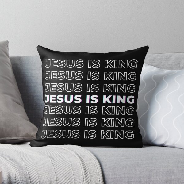 Jesus Is King (white and black) Throw Pillow