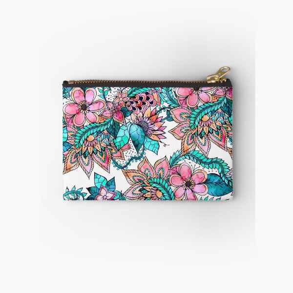 Item preview, Boho turquoise pink floral watercolor illustration designed and sold by GirlyTrend.
