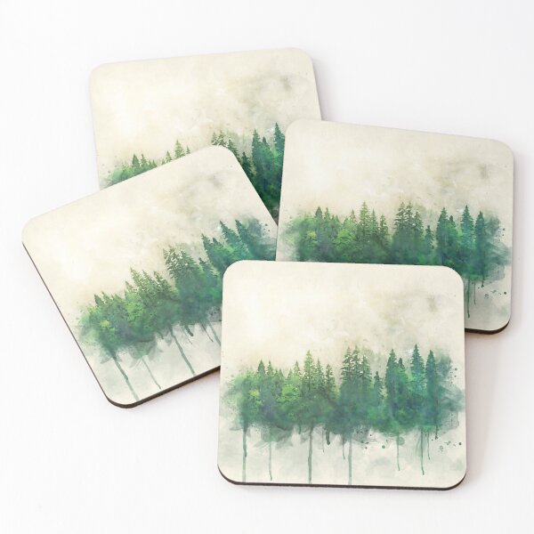 Item preview, green forest watercolor painting designed and sold by shokA Design.