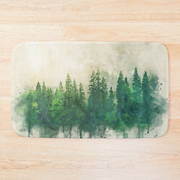 Item preview, green forest watercolor painting designed and sold by shokA Design.