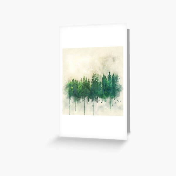 Item preview, green forest watercolor painting designed and sold by shokA Design.