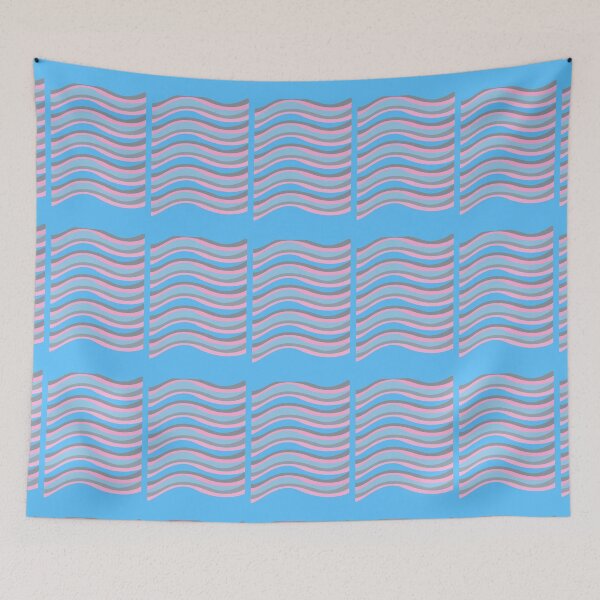 Item preview, Patrón de ondas de azul rosa y gris con borde azul grueso designed and sold by AnnaBBS.