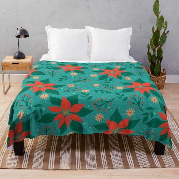 Item preview, Christmas Pattern Design #012 - Winter Floral Teal Background designed and sold by isko1977.