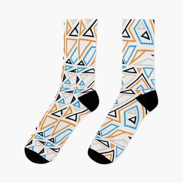 Item preview, African Tribal Orange and Blue Triangle Geometric Pattern designed and sold by blackartmatters.