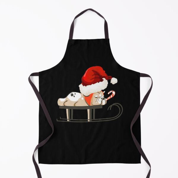 Item preview, Christmas Bulldog With Candy Cane and Santa Hat,  Funny Holiday Sleigh designed and sold by Lizzie May.