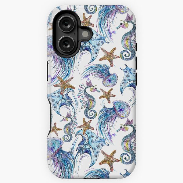 Vista previa del artículo con la obra «Copia del patrón de acuarela con animales marinos en blanco», diseñado y vendido por kisikoida.