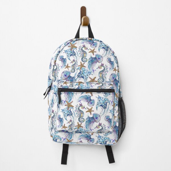 Item preview, Copy of Watercolor Pattern with Sea Animals on white designed and sold by kisikoida.