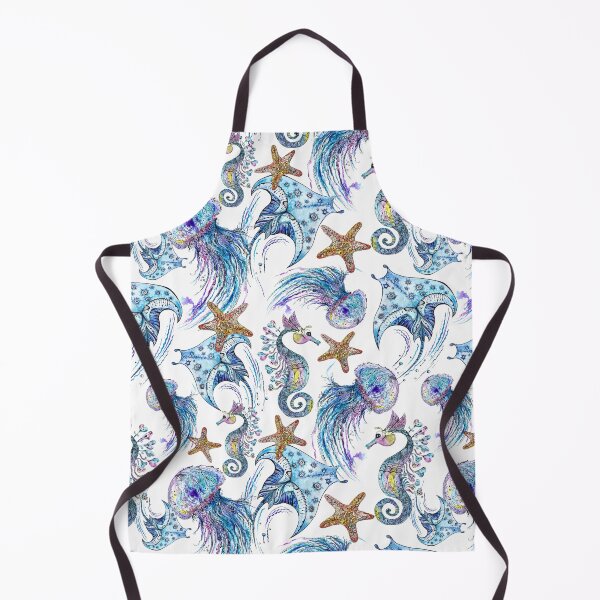 Item preview, Copy of Watercolor Pattern with Sea Animals on white designed and sold by kisikoida.