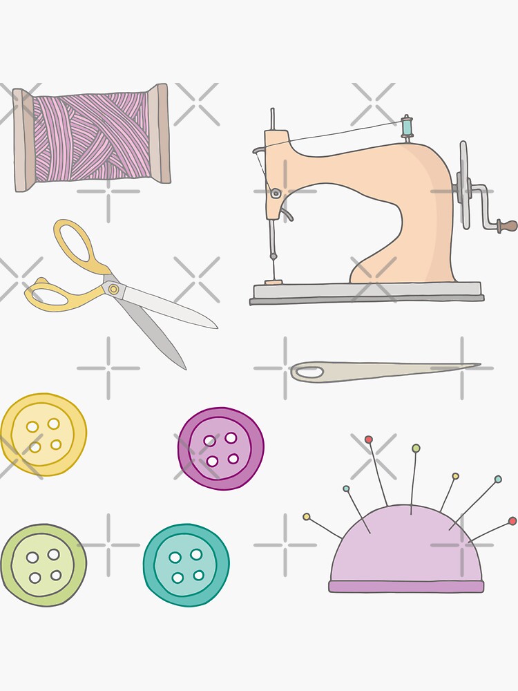 Cute Sewing Accessories Sticker Pack Sticker for Sale by