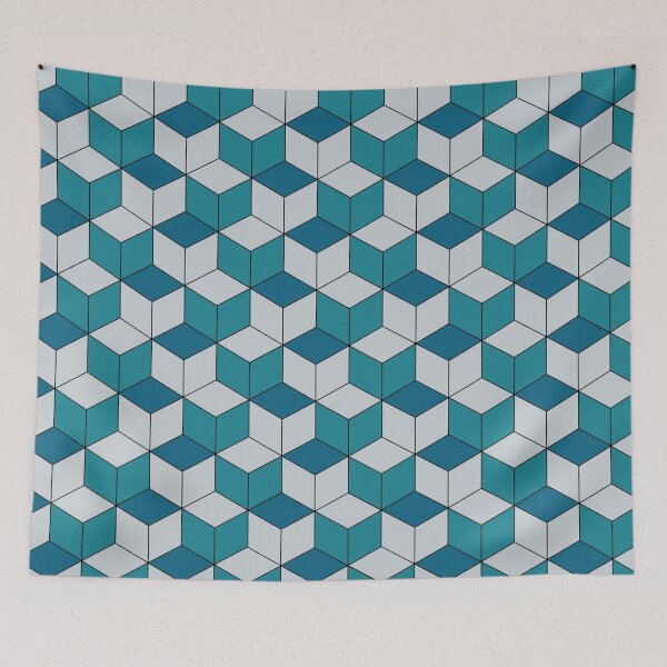 Item preview, Blue and Grey Kikko Traditional Japanese Pattern designed and sold by Heedee Design.