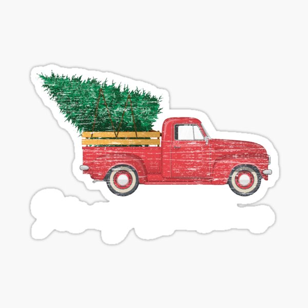 Vintage Wagon Christmas - Truck Christmas Tree Sticker