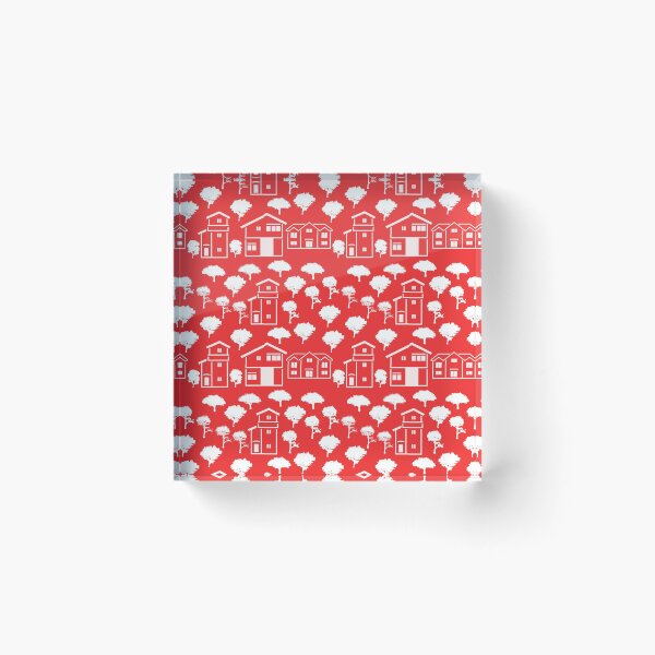 Item preview, White Houses and Trees on Red designed and sold by AlteredAtelier.