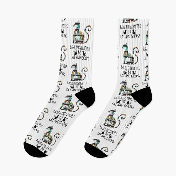 Item preview, Easily distracted by Cat and Books nerds designed and sold by YAHIA-14.