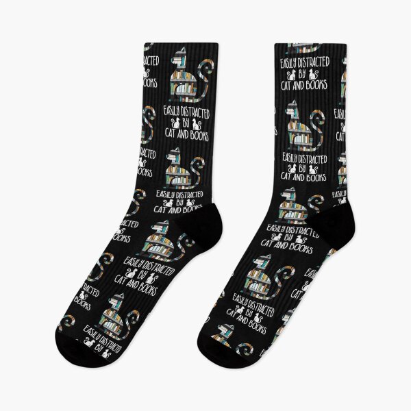 Item preview, Easily distracted by Cat and Books nerds designed and sold by YAHIA-14.