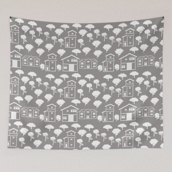 Item preview, White Houses and Trees on Gray designed and sold by AlteredAtelier.