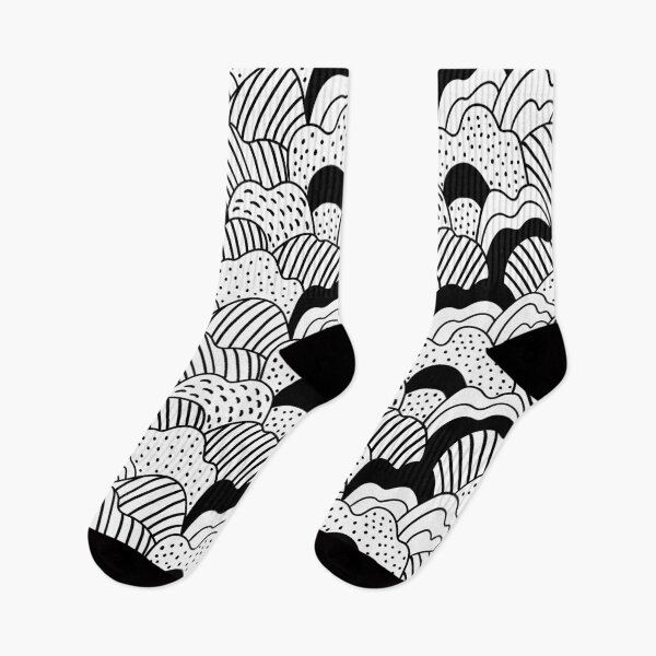 Item preview, Black and white doodle mountains designed and sold by Alenka Karabanova.