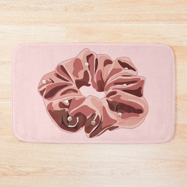 Item preview, Pink velvet hair scrunchie with pearl bead details designed and sold by Tana-B.