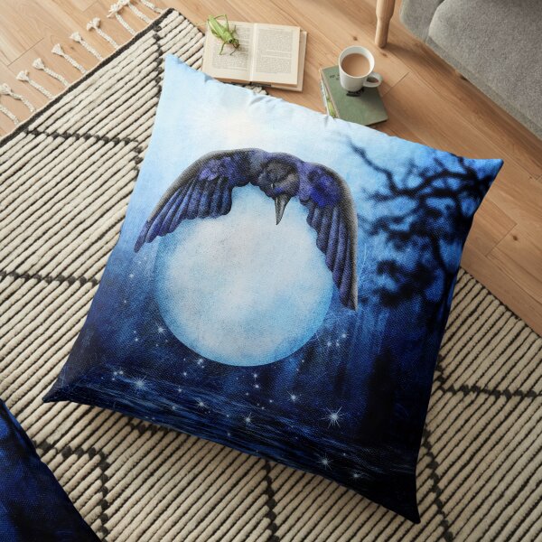 Raven steals the Moon - Solstice Floor Pillow