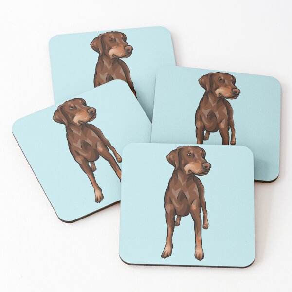 Item preview, Chocolate | Red Doberman | Natural Ear | Cute Cartoon Dog Art designed and sold by shirinsart.