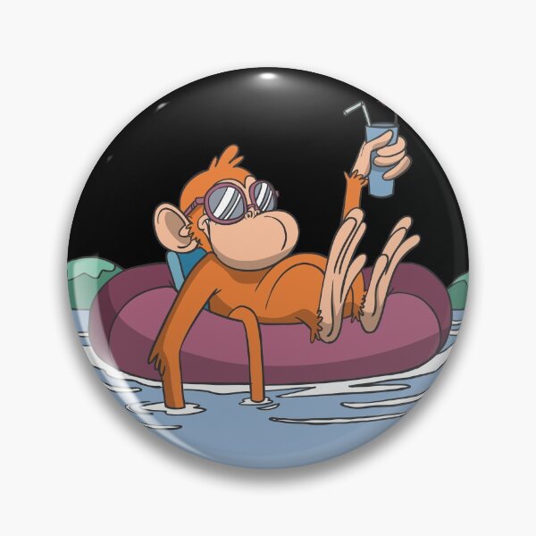 Item preview, Funny monkey in swimming pool with drink designed and sold by Monkey Ful.