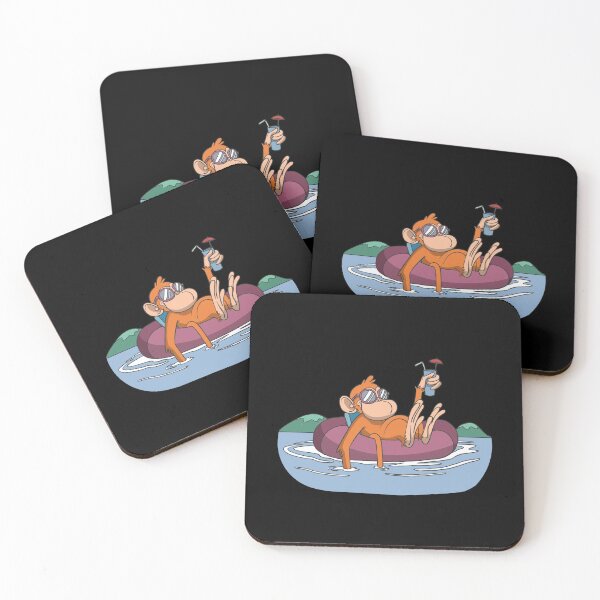 Item preview, Funny monkey in swimming pool with drink designed and sold by Monkey Ful.