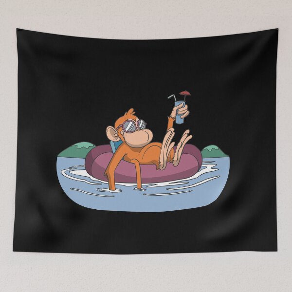 Item preview, Funny monkey in swimming pool with drink designed and sold by Monkey Ful.