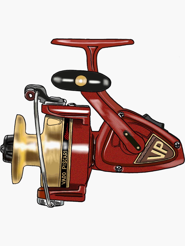 Vintage Spinning Reel Sticker for Sale by m.a. loya
