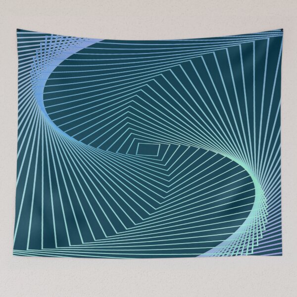Item preview, Teal background and blue 3d optical illusion lines designed and sold by TheWalnut.