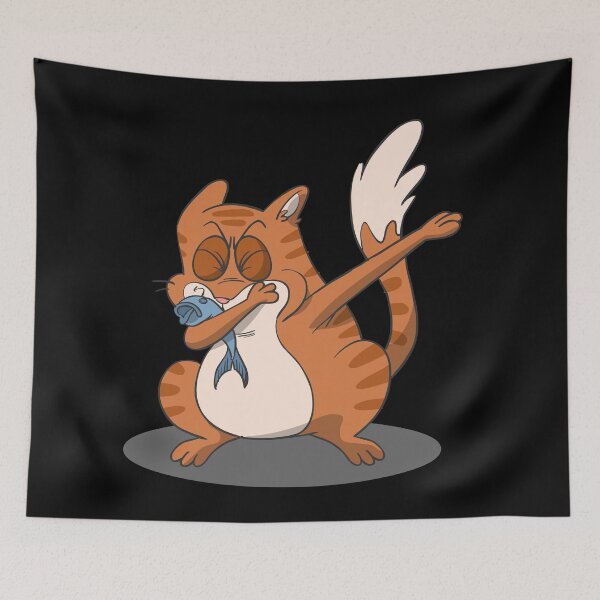 Item preview, Dabbing cat with fish designed and sold by Monkey Ful.
