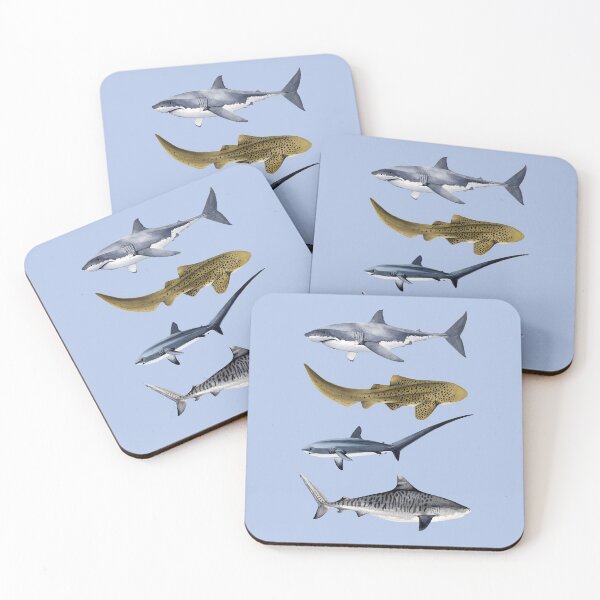 Item preview, SHARKS VI-great white, zebra, thresher & tiger sharks designed and sold by BEATRIZ ABAITUA.